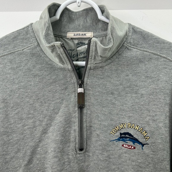 Tommy Bahama Relax Gray Quarter Zip Sweatshirt Pullover Men's XL - Picture 3 of 10